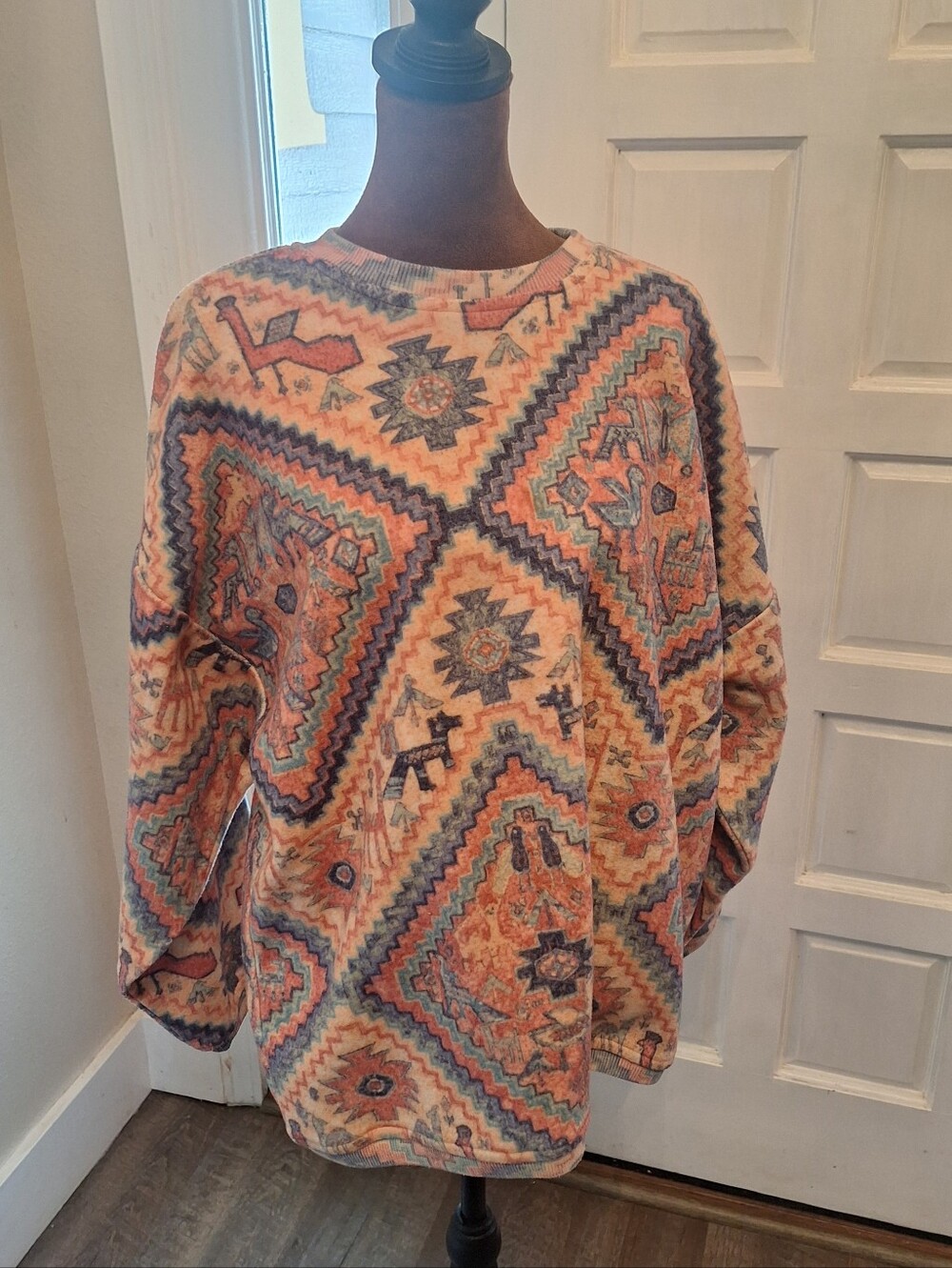 Vtg 90s Objects D'Art Aztec Sweatshirt,  Sz L